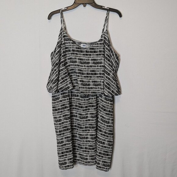 OLD NAVY Black/White Print Spaghetti Strap Off-Shoulder Tank Dress Size XXL - Picture 1 of 5